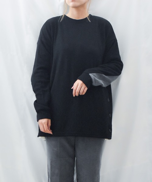 TRAP/U (トラップユー)の「【TRAP/U】サイドボタン 長袖カットソー(Tシャツ/カットソー・メンズ・カーキ/チャコールグレー/ブラック/ベージュ・MEDIUM/LARGE)」の9枚目の写真