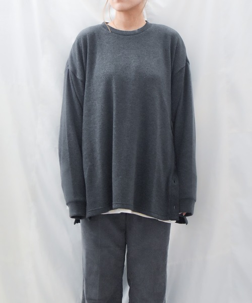 TRAP/U (トラップユー)の「【TRAP/U】サイドボタン 長袖カットソー(Tシャツ/カットソー・メンズ・カーキ/チャコールグレー/ブラック/ベージュ・MEDIUM/LARGE)」の14枚目の写真