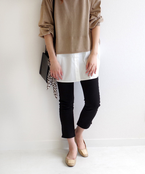 AmiAmi（アミアミ）の「ソフトレザースクエアトゥフラットパンプス（パンプス・レディース・ブラック/ベージュ/オリーブ/アイボリー/パイソン・LL/S/M/L）」の16枚目の写真