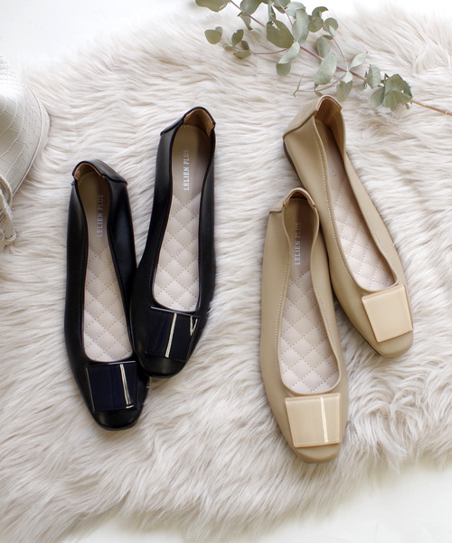 AmiAmi（アミアミ）の「ソフトレザースクエアトゥフラットパンプス（パンプス・レディース・ブラック/ベージュ/オリーブ/アイボリー/パイソン・LL/S/M/L）」の17枚目の写真