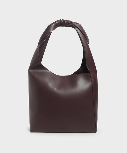 CHARLES & KEITH（チャールズ & キース）の「ノッティドハンドル ホーボーバッグ / Knotted Handle Hobo Bag（ショルダーバッグ・レディース・ブラック/ダークブラウン/ライトアッシュグレー・XL）」の3枚目の写真