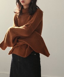 アゼ編みだぼっとハイネックニット