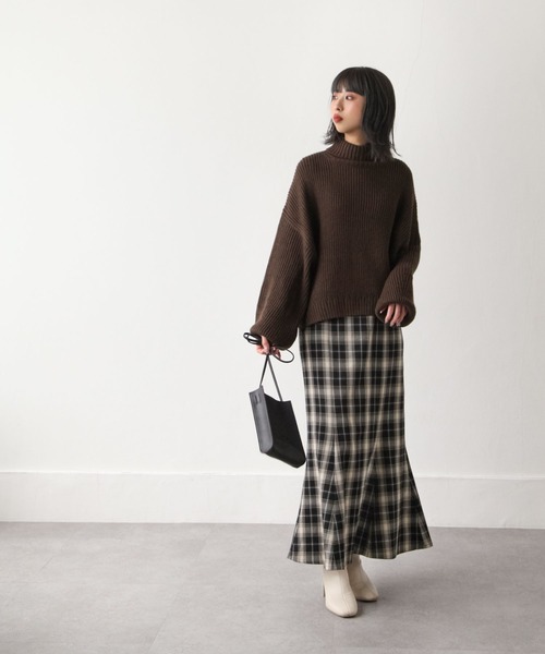 セール】アゼ編みだぼっとハイネックニット（ニット/セーター