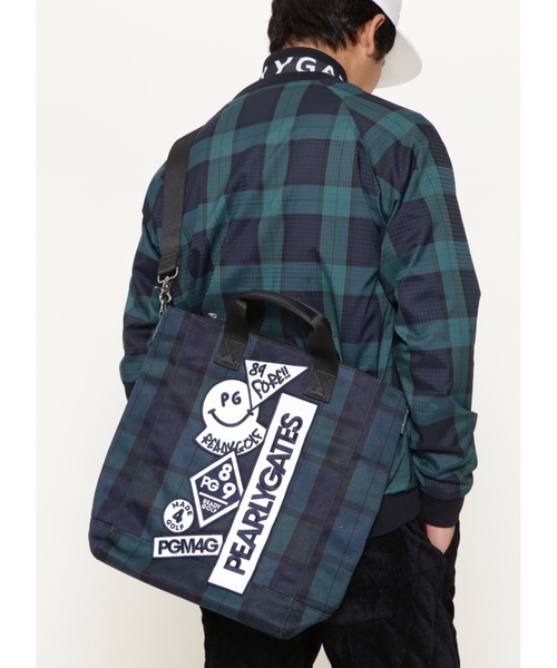 PEARLY GATES トートバッグ ブラックウオッチ柄ショルダートートバッグ PEARLY GATES トートバッグ ブラックウオッチ柄ショルダートート