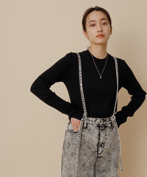 ADAM ET ROPE'（アダムエロペ）の「ワイドリブニットプルオーバー（ニット/セーター・レディース・ブラック/ミント/クリーム・FREE）」の2枚目の写真