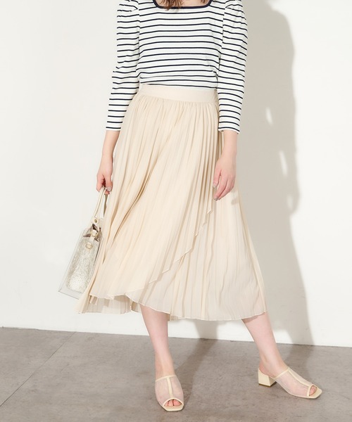 natural couture（ナチュラルクチュール）の「やわらかシアープリーツラップスカート（スカート・レディース・ミント/サックスブルー/ブラウン/オフホワイト・FREE）」の2枚目の写真