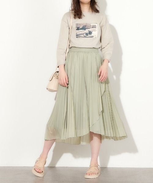 natural couture（ナチュラルクチュール）の「やわらかシアープリーツラップスカート（スカート・レディース・ミント/サックスブルー/ブラウン/オフホワイト・FREE）」の11枚目の写真