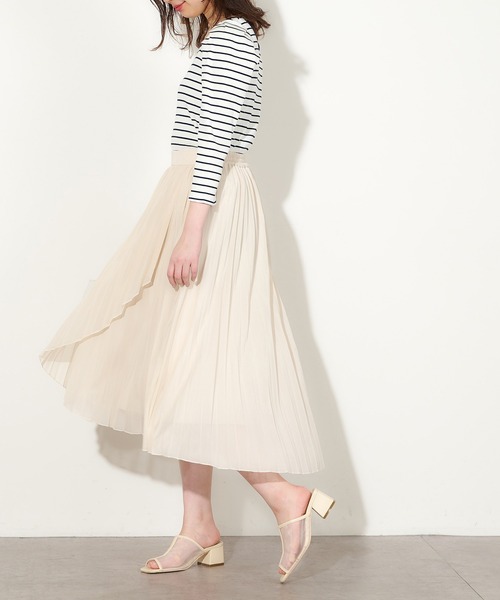 natural couture（ナチュラルクチュール）の「やわらかシアープリーツラップスカート（スカート・レディース・ミント/サックスブルー/ブラウン/オフホワイト・FREE）」の10枚目の写真