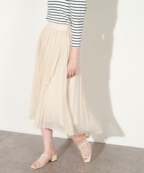 natural couture（ナチュラルクチュール）の「やわらかシアープリーツラップスカート（スカート・レディース・ミント/サックスブルー/ブラウン/オフホワイト・FREE）」の13枚目の写真