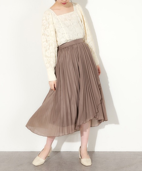 natural couture（ナチュラルクチュール）の「やわらかシアープリーツラップスカート（スカート・レディース・ミント/サックスブルー/ブラウン/オフホワイト・FREE）」の5枚目の写真