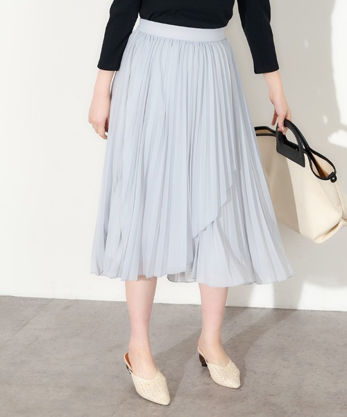 natural couture（ナチュラルクチュール）の「やわらかシアープリーツラップスカート（スカート・レディース・ミント/サックスブルー/ブラウン/オフホワイト・FREE）」の6枚目の写真