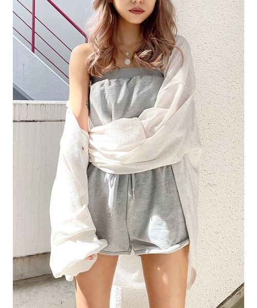 GYDA（ジェイダ）の「スウェットベアロンパース（つなぎ/オールインワン・レディース・オフホワイト/チャコールグレー/グレー・FREE）」の16枚目の写真