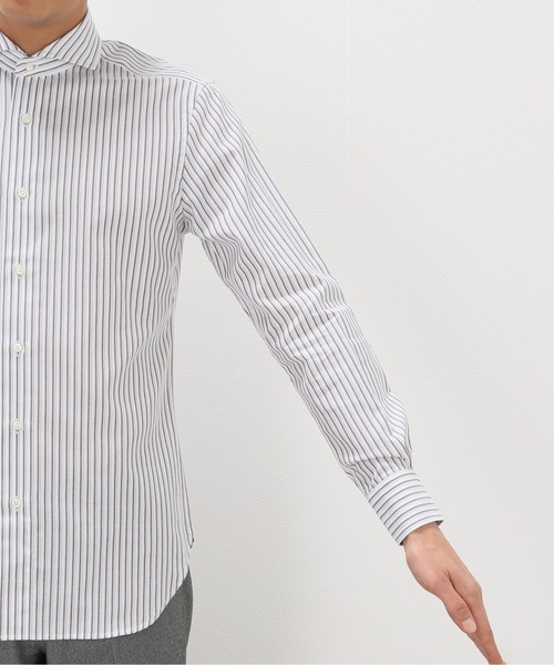 EDIFICE（エディフィス）の「ホリゾンタルカラー パナマ ストライプシャツ（ビジネスシャツ・メンズ・チョコ・39/38/40/37）」の2枚目の写真