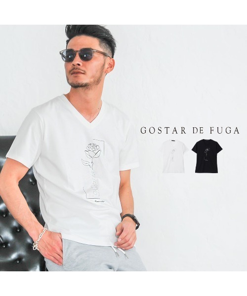 GOSTAR DE FUGA(ゴスタール ジフーガ)の「『GOSTAR DE FUGA』ラインストーン半袖VネックTシャツ(Tシャツ/カットソー・メンズ・ホワイト/ブラック・M/L)」の5枚目の写真