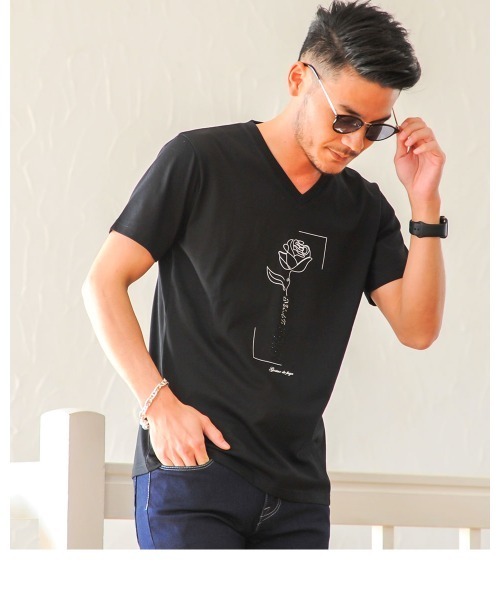 GOSTAR DE FUGA(ゴスタール ジフーガ)の「『GOSTAR DE FUGA』ラインストーン半袖VネックTシャツ(Tシャツ/カットソー・メンズ・ホワイト/ブラック・M/L)」の20枚目の写真