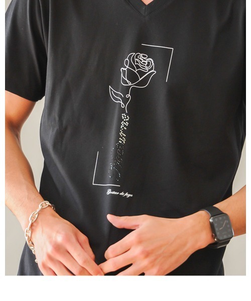 GOSTAR DE FUGA(ゴスタール ジフーガ)の「『GOSTAR DE FUGA』ラインストーン半袖VネックTシャツ(Tシャツ/カットソー・メンズ・ホワイト/ブラック・M/L)」の15枚目の写真