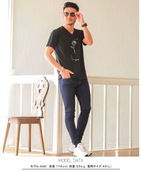 GOSTAR DE FUGA(ゴスタール ジフーガ)の「『GOSTAR DE FUGA』ラインストーン半袖VネックTシャツ(Tシャツ/カットソー・メンズ・ホワイト/ブラック・M/L)」の10枚目の写真