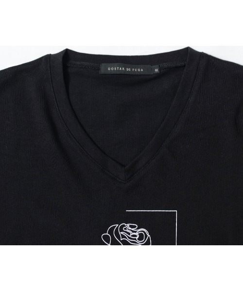 GOSTAR DE FUGA(ゴスタール ジフーガ)の「『GOSTAR DE FUGA』ラインストーン半袖VネックTシャツ(Tシャツ/カットソー・メンズ・ホワイト/ブラック・M/L)」の4枚目の写真