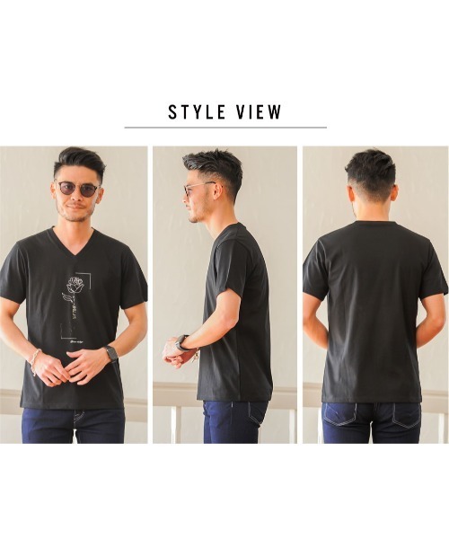 GOSTAR DE FUGA(ゴスタール ジフーガ)の「『GOSTAR DE FUGA』ラインストーン半袖VネックTシャツ(Tシャツ/カットソー・メンズ・ホワイト/ブラック・M/L)」の11枚目の写真