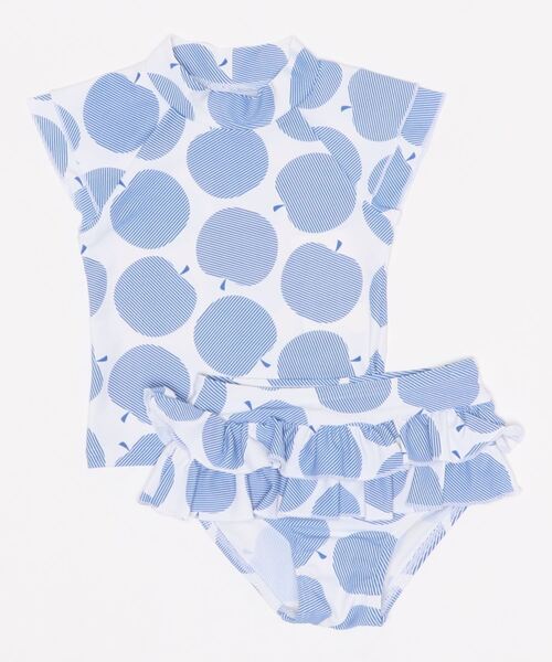 quoti use fith（クゥオティ　ユース　フィス）の「リンゴ柄 ガールズセットアップ（水着・キッズ・ブラック/ブルー/レッド・80/120/100/110/130/90）」の3枚目の写真