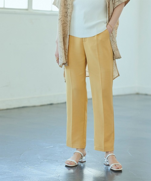 titivate（ティティベイト）の「ｾﾝﾀｰﾌﾟﾚｽｽﾗｯｸｽﾃｰﾊﾟｰﾄﾞﾊﾟﾝﾂ（その他パンツ・レディース・ベージュ/チャコール/イエロー/ライトグリーン・M/S/L）」の4枚目の写真