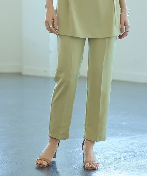 titivate（ティティベイト）の「ｾﾝﾀｰﾌﾟﾚｽｽﾗｯｸｽﾃｰﾊﾟｰﾄﾞﾊﾟﾝﾂ（その他パンツ・レディース・ベージュ/チャコール/イエロー/ライトグリーン・M/S/L）」の3枚目の写真