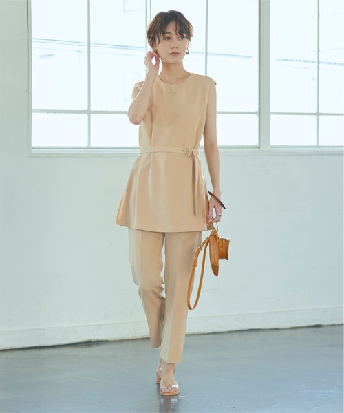 titivate（ティティベイト）の「ｾﾝﾀｰﾌﾟﾚｽｽﾗｯｸｽﾃｰﾊﾟｰﾄﾞﾊﾟﾝﾂ（その他パンツ・レディース・ベージュ/チャコール/イエロー/ライトグリーン・M/S/L）」の10枚目の写真