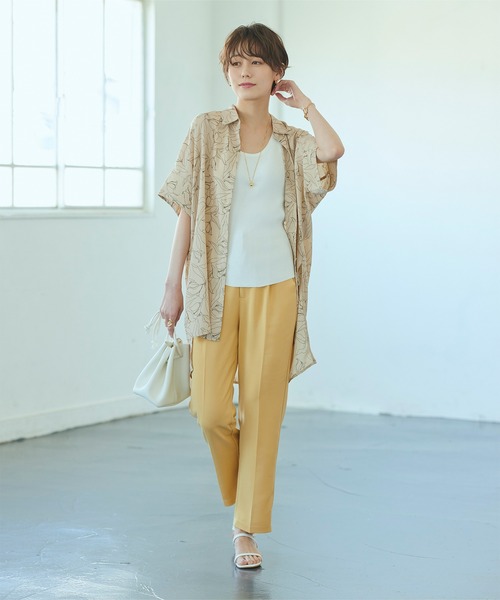 titivate（ティティベイト）の「ｾﾝﾀｰﾌﾟﾚｽｽﾗｯｸｽﾃｰﾊﾟｰﾄﾞﾊﾟﾝﾂ（その他パンツ・レディース・ベージュ/チャコール/イエロー/ライトグリーン・M/S/L）」の15枚目の写真