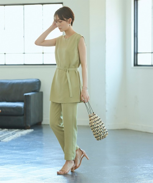 titivate（ティティベイト）の「ｾﾝﾀｰﾌﾟﾚｽｽﾗｯｸｽﾃｰﾊﾟｰﾄﾞﾊﾟﾝﾂ（その他パンツ・レディース・ベージュ/チャコール/イエロー/ライトグリーン・M/S/L）」の16枚目の写真