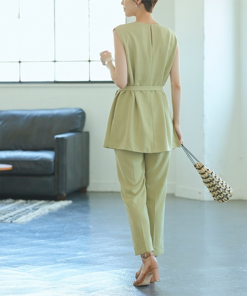 titivate（ティティベイト）の「ｾﾝﾀｰﾌﾟﾚｽｽﾗｯｸｽﾃｰﾊﾟｰﾄﾞﾊﾟﾝﾂ（その他パンツ・レディース・ベージュ/チャコール/イエロー/ライトグリーン・M/S/L）」の17枚目の写真