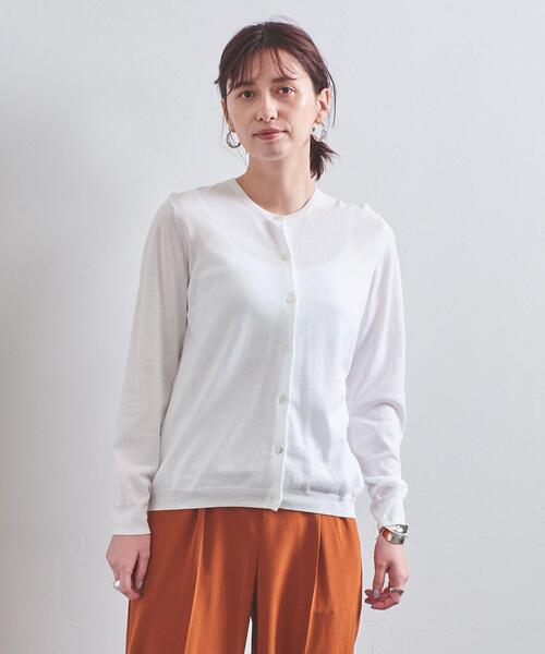 UNITED ARROWS（ユナイテッドアローズ）の「UBC ハイツイストコットン クルーネック カーディガン（カーディガン/ボレロ・レディース・ホワイト/ダークグレー/ブラック/ケリー・FREE）」の5枚目の写真