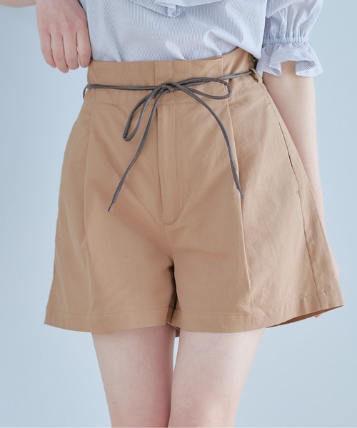 OLIVE des OLIVE（オリーブデオリーブ）の「リボン付きハイウエストショートパンツ（その他パンツ・レディース・ブルー/ワンウォッシュ/ダークベージュ・FREE）」の4枚目の写真