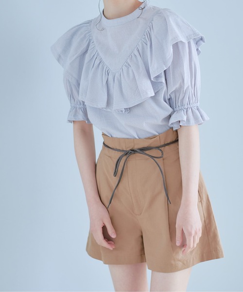 OLIVE des OLIVE（オリーブデオリーブ）の「リボン付きハイウエストショートパンツ（その他パンツ・レディース・ブルー/ワンウォッシュ/ダークベージュ・FREE）」の16枚目の写真