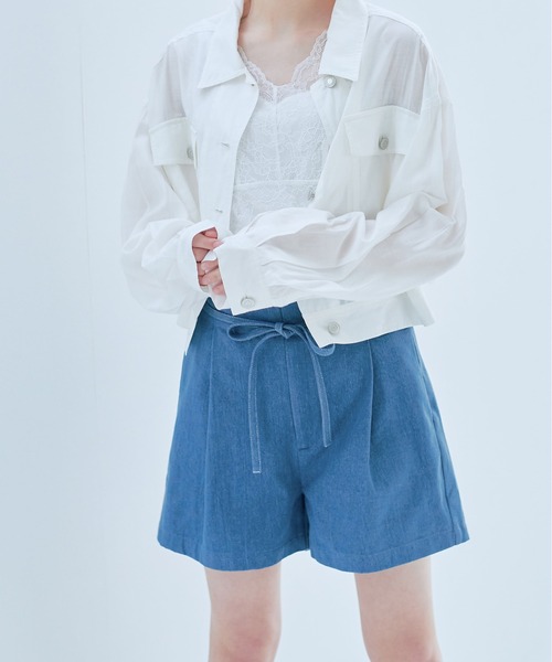 OLIVE des OLIVE（オリーブデオリーブ）の「リボン付きハイウエストショートパンツ（その他パンツ・レディース・ブルー/ワンウォッシュ/ダークベージュ・FREE）」の11枚目の写真