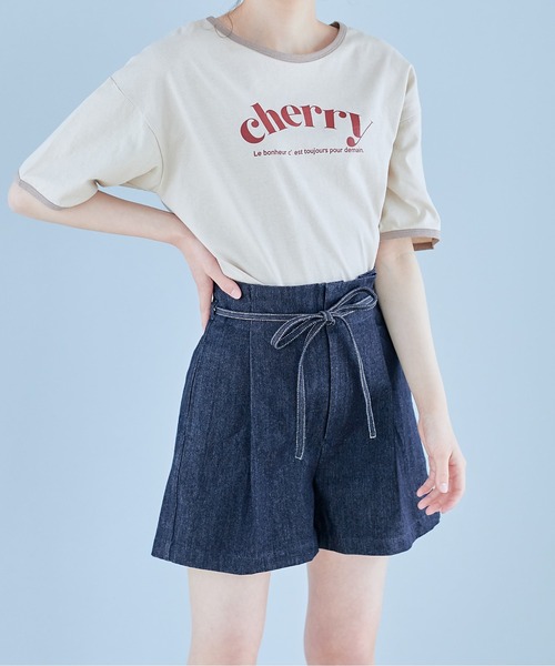 OLIVE des OLIVE（オリーブデオリーブ）の「リボン付きハイウエストショートパンツ（その他パンツ・レディース・ブルー/ワンウォッシュ/ダークベージュ・FREE）」の10枚目の写真