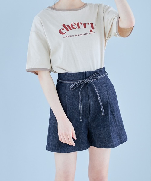 OLIVE des OLIVE（オリーブデオリーブ）の「リボン付きハイウエストショートパンツ（その他パンツ・レディース・ブルー/ワンウォッシュ/ダークベージュ・FREE）」の12枚目の写真