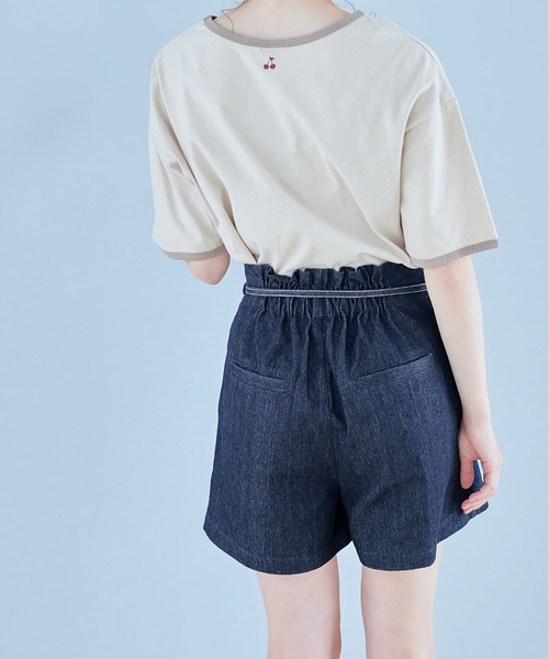 OLIVE des OLIVE（オリーブデオリーブ）の「リボン付きハイウエストショートパンツ（その他パンツ・レディース・ブルー/ワンウォッシュ/ダークベージュ・FREE）」の6枚目の写真