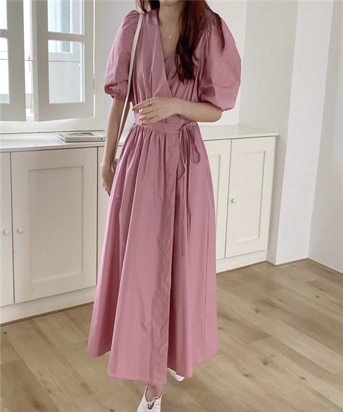 セール Dream パフスリーブカシュクールワンピース ワンピース ワンピース Dream Garden ドリームガーデン のファッション