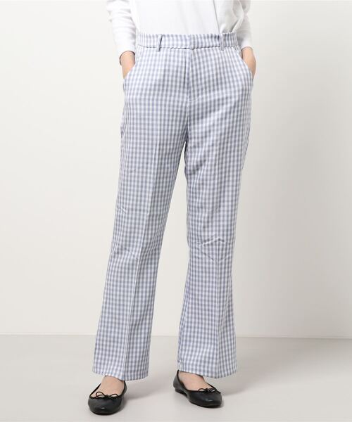 SPINNS（スピンズ）の「ギンガムチェック フレアパンツ（その他パンツ・レディース・ブラック/モカ/ライム/ブルー・ONESIZE）」の4枚目の写真