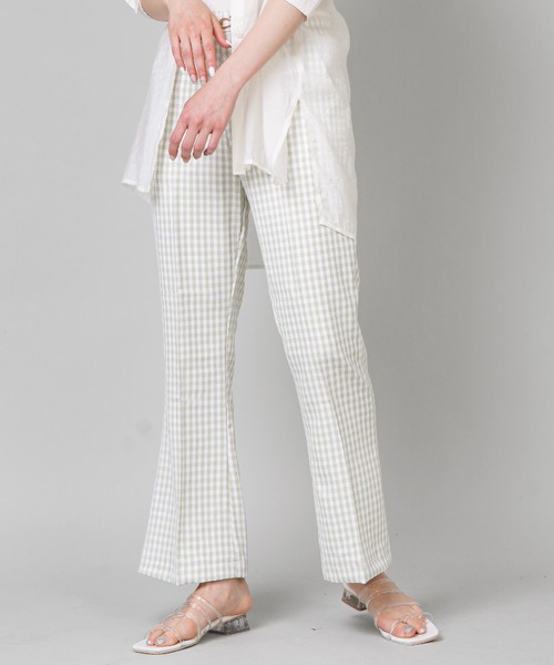 SPINNS（スピンズ）の「ギンガムチェック フレアパンツ（その他パンツ・レディース・ブラック/モカ/ライム/ブルー・ONESIZE）」の7枚目の写真