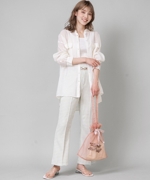 SPINNS（スピンズ）の「ギンガムチェック フレアパンツ（その他パンツ・レディース・ブラック/モカ/ライム/ブルー・ONESIZE）」の9枚目の写真