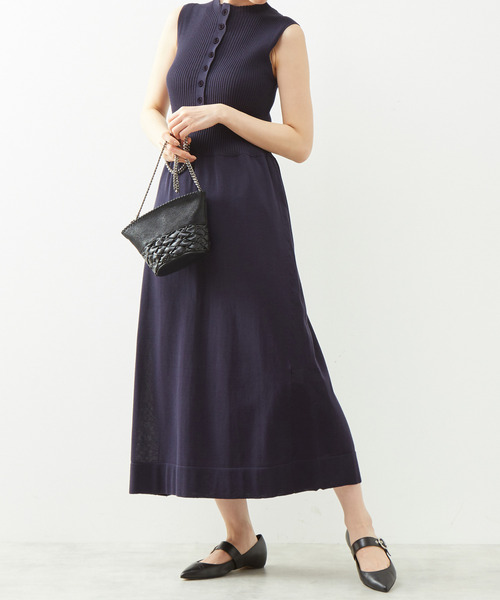 直営 店 販売 セール Martinique フロンタブルヘンリーネックニットワンピース ワンピース Martinique マルティニーク のファッション 公式売れ筋 Zamera Co Mz