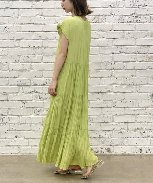 CIAOPANIC（チャオパニック）の「2WAYワッシャーティアードワンピース（ワンピース・レディース・ブラック/ラベンダー/イエロー×グリーン・FREE）」の3枚目の写真