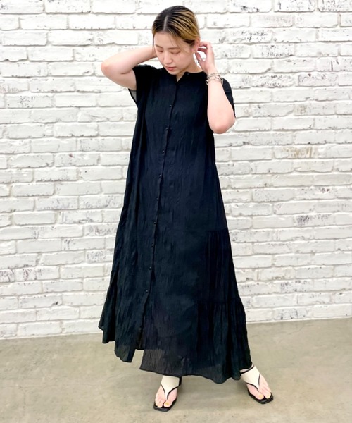 CIAOPANIC（チャオパニック）の「2WAYワッシャーティアードワンピース（ワンピース・レディース・ブラック/ラベンダー/イエロー×グリーン・FREE）」の2枚目の写真