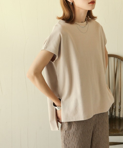 Chillfar（チルファー）の「フレンチスリーブプルオーバー（Tシャツ/カットソー・レディース・ブラック/オフホワイト/ベージュ/チャコール/マスタード/モカ・FREE）」の6枚目の写真