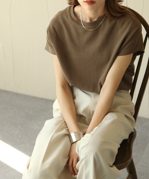 Chillfar（チルファー）の「フレンチスリーブプルオーバー（Tシャツ/カットソー・レディース・ブラック/オフホワイト/ベージュ/チャコール/マスタード/モカ・FREE）」の20枚目の写真