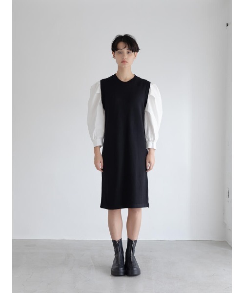Ayla（アイラ）の「docking shirt sleeve onepiece（ワンピース・レディース・ブラック/ライトベージュ・FREE）」の2枚目の写真