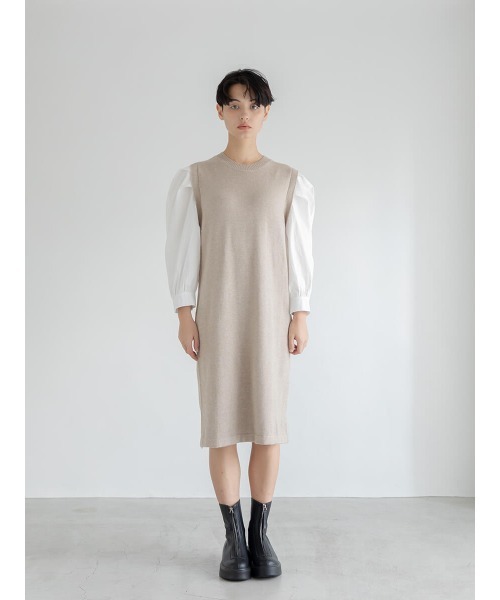 Ayla（アイラ）の「docking shirt sleeve onepiece（ワンピース・レディース・ブラック/ライトベージュ・FREE）」の5枚目の写真