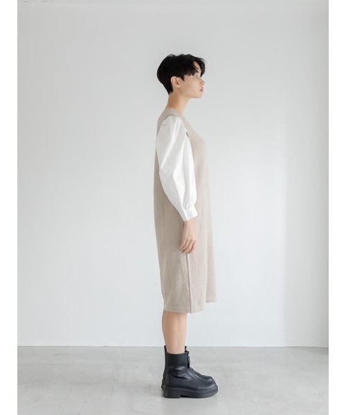Ayla（アイラ）の「docking shirt sleeve onepiece（ワンピース・レディース・ブラック/ライトベージュ・FREE）」の10枚目の写真