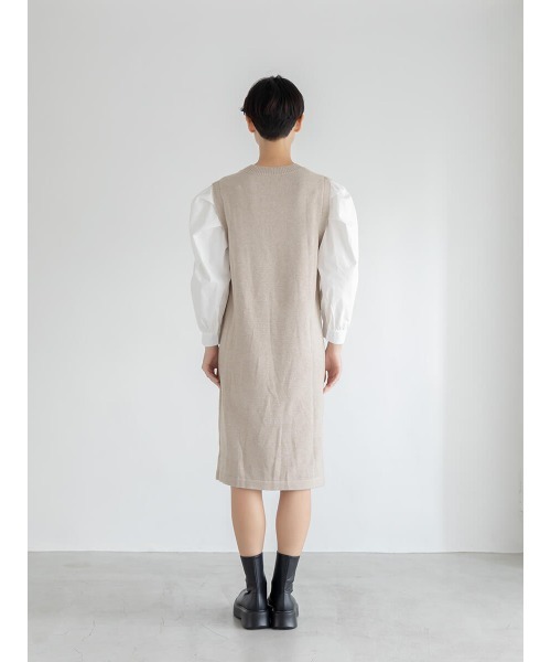 Ayla（アイラ）の「docking shirt sleeve onepiece（ワンピース・レディース・ブラック/ライトベージュ・FREE）」の7枚目の写真
